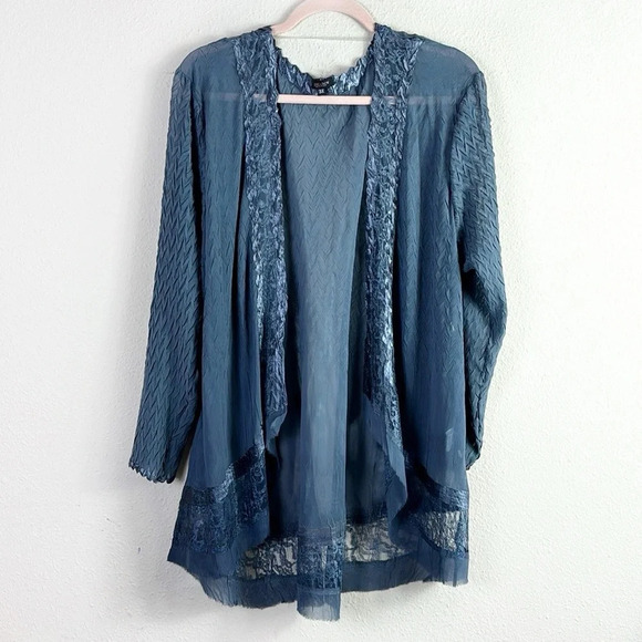 NWT Komarov Crinkle Cardigan  in Dark Blue size 3X - Picture 1 of 10